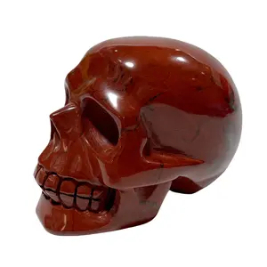 1 Count Red Jasper Skull Crystal Statue Hand Carved Gemstone Fine Art Sculpture Reiki Healing Stone Skull Home Decoration Statue Stocking Stuffer