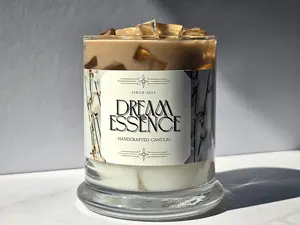 Dream Essence Coffee Latte Candle - Handcrafted Soy Blend Wax 10 oz Jar - Phthalate-Free & Lead-Free - 45-60 Hour Burn Time - Perfect for Coffee Lovers & Cozy Home Vibes