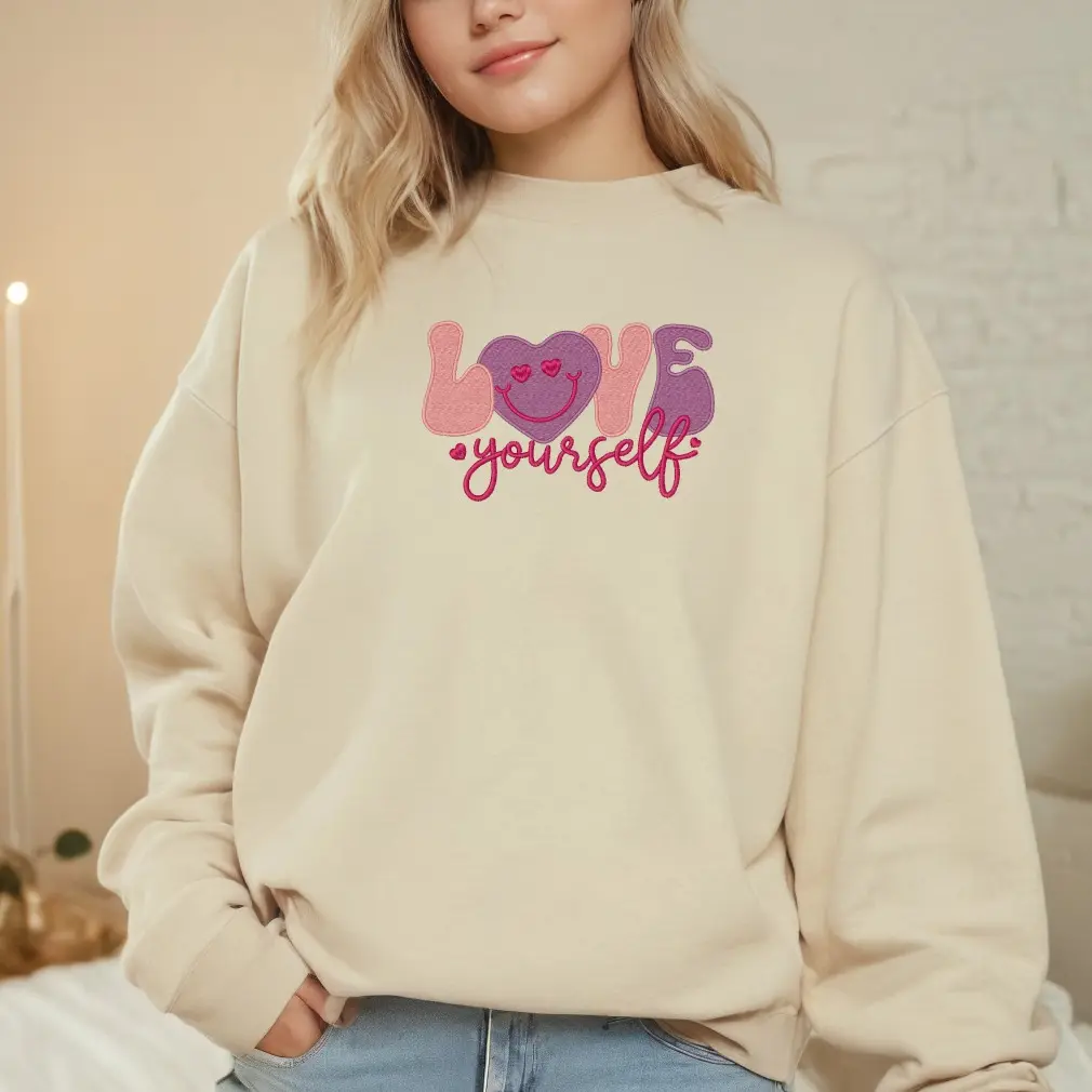 Love yourself Valentine embroidered sweatshirt