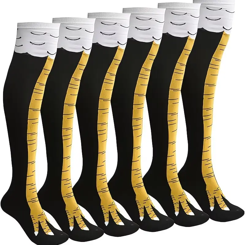 Unisex Novelty Chicken Claw Split-Toe Socks, 3 or 6 Pairs Polyester Athletic Socks for Fantasy Costume Halloween & Chinese New Year, Breathable Socks, Easter