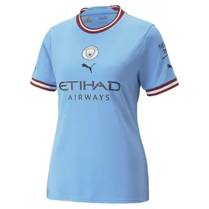 PUMA Womens Mcfc Home Replica Crew Neck Short Sleeve Jersey Soccer Cleats  - Blue