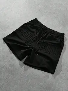 Boston Embossed Varsity Shorts - Elastic Waistband Lightweight Streetwear | Retro Athletic Aesthetic, Summer Casual Wear & Everyday Essential