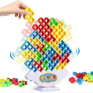 64 Pcs Stacking Tower Game with 22 Cards, Giant Tumble Balance Game for Kids, Family Games, Easter Gifts, Party Board Game for Ages 6-12 & Adults, Building Blocks