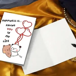 1 pc, sweet birthday card with envelope, Positive Message Card, Greeting Card, suitable for son, daughter, friend, partner, family member, birthday, anniversary, holidays, Bubu&Dudu, "Luck is... having you in my life"