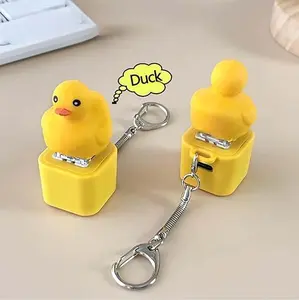 Duck Quacking Keychain & Cat Meowing Keychain, Funny Quacking Duck Hat Keychain, USB Rechargeable sensory Button Quacking Duck Toy Keychain Quirky，Reduce stress and relax