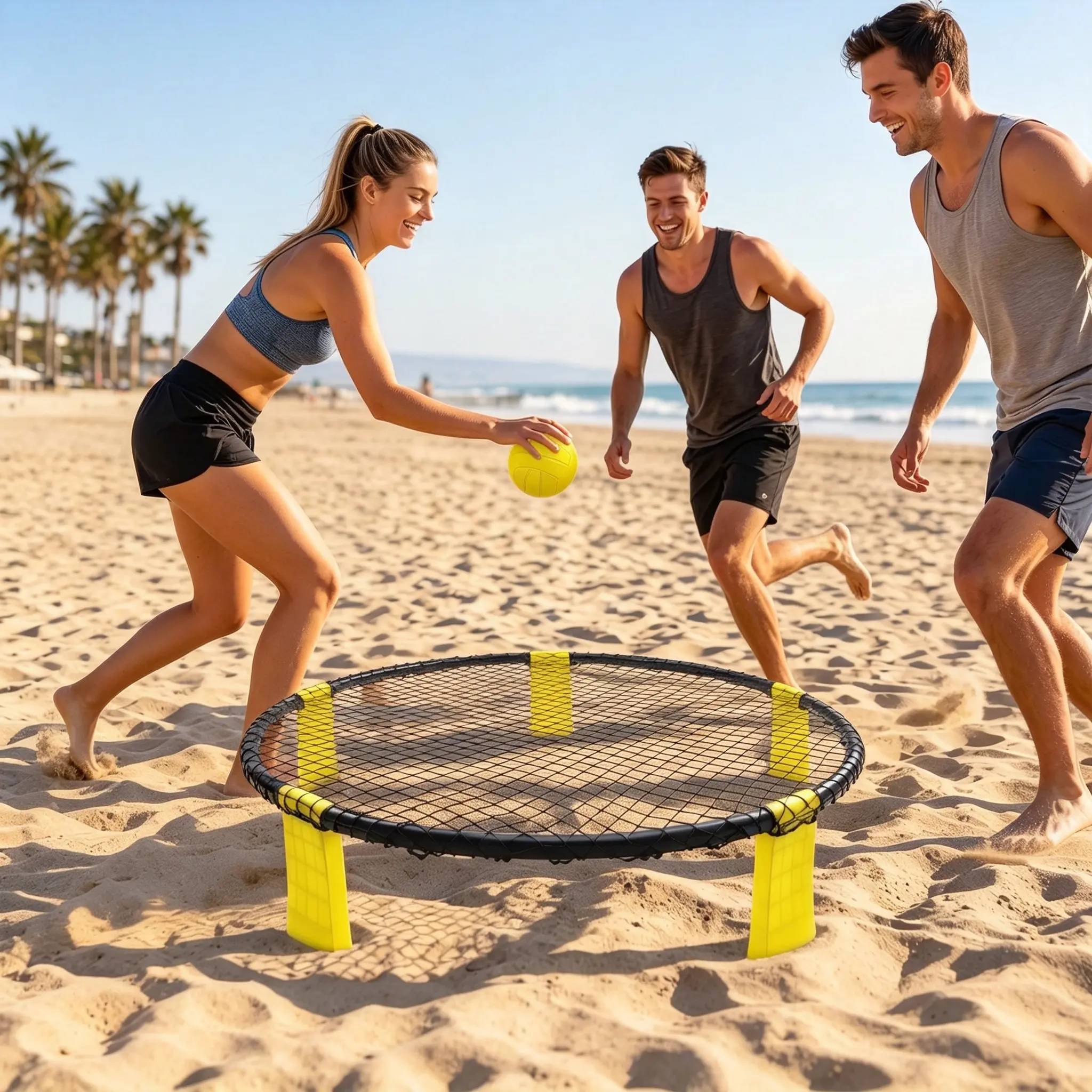 Portable Outdoor Roundnet Game Set with 2 Balls, Sturdy Playing Net & Storage Carry Bag, Classic Family Backyard Beach Lawn Park Camping Entertainment Game for Adults & Kids Gatherings
