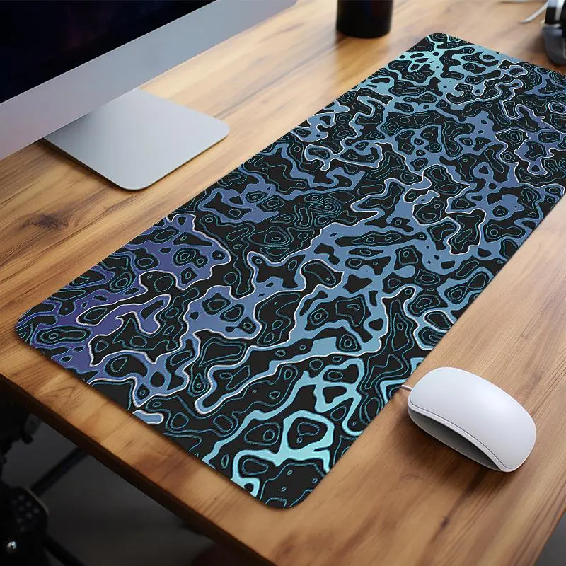 Extra Large Blue Black Abstract Gaming Mouse Pad Modern Tech Desk Pad 35x16 Inch Computer Keyboard Mousepad Gaming Desk Accessory with Non-Slip Rubber Base Durable Stitched Edge Perfect Gift for Friends Desk Supplies Aesthetic Desk Accessories