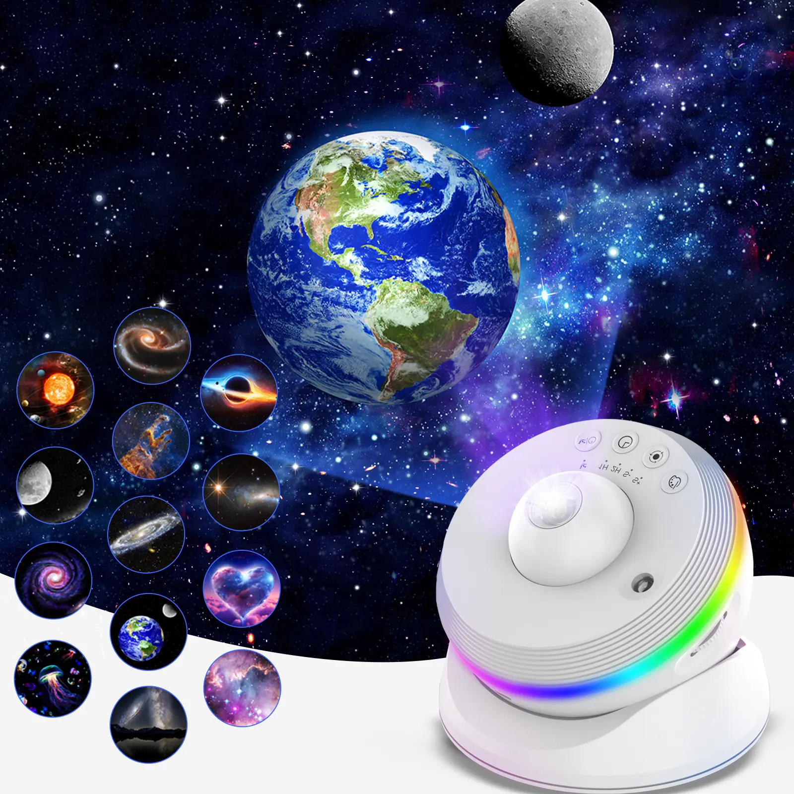 VanSmaGo LED Nebula Galaxy Projector, 13-in-1 HD Planetarium with Meteor Effect, 360° Rotating Extra-Large Coverage Timed Starry Night Light for Kids Bedroom Ceiling, Home Decor, Led Nebula Projector, Lens