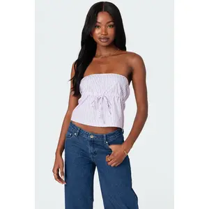 Augusta Pinstripe Strapless Top