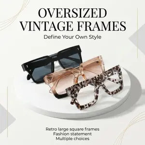 1-4 Pairs Oversized Vintage Square Glasses for Women Men, Thick Plastic Frame Leopard Print Clear Lens Eyewear, Retro Fashion Statement Accessories [Does not include gift box]
