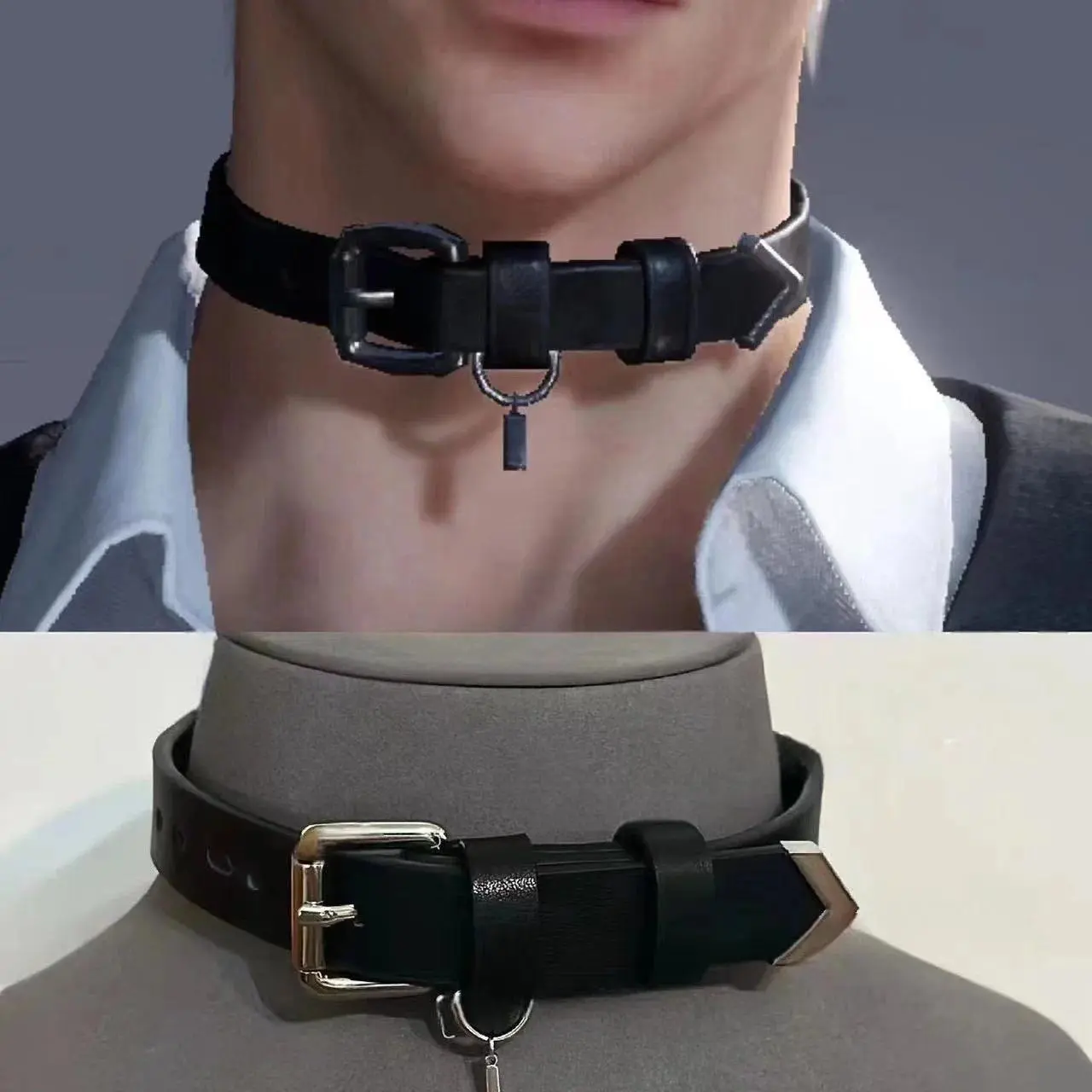 Women's Unisex Sylus Cosplay Choker Necklace, PU Leather Love and Deepspace-Inspired Pendant, Chain Detail, for Halloween Cosplay Wear