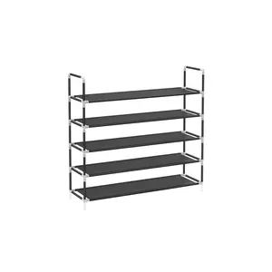 SONGMICS 5-Tier Shoe Rack, Shoe Storage for Hallway Closet, Slim and Space-Saving, Metal Frame, Non-Woven Fabric Shelves
