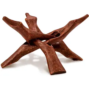Wooden Tripod Display Stand – 6-Inch Hand Carved Holder Made from Sustainable Mango Wood – Folding Reddish-Brown Stand for Abalone Shell, Crystal Ball, Key Bowl, Trinket Dish, Incense, Decor and More