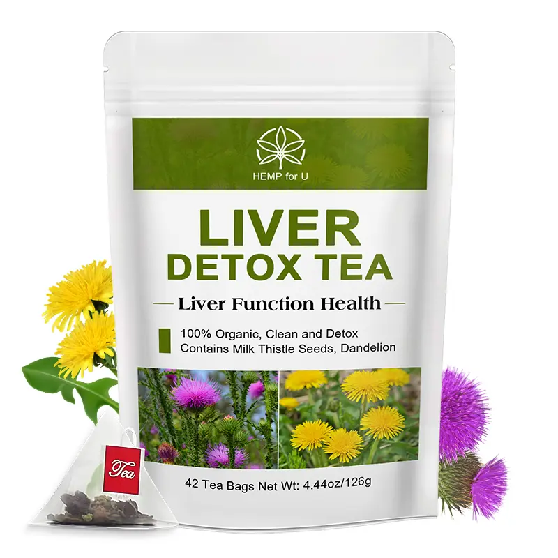 6-IN-1 Liver Detox Herbal Tea for Liver Cleanse Support, Milk Thistle, Licorice Root,Turmeric,Dandelion Root, Fennel, Peppermint, 42 Tea Bags Beverage