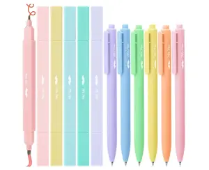 Mr. Pen Dual Tip Aesthetic Highlighters and Gel Pens, 12 Pack, Pastel Colors, No Bleed, Colorful Ink, Cute Pens for Bibles