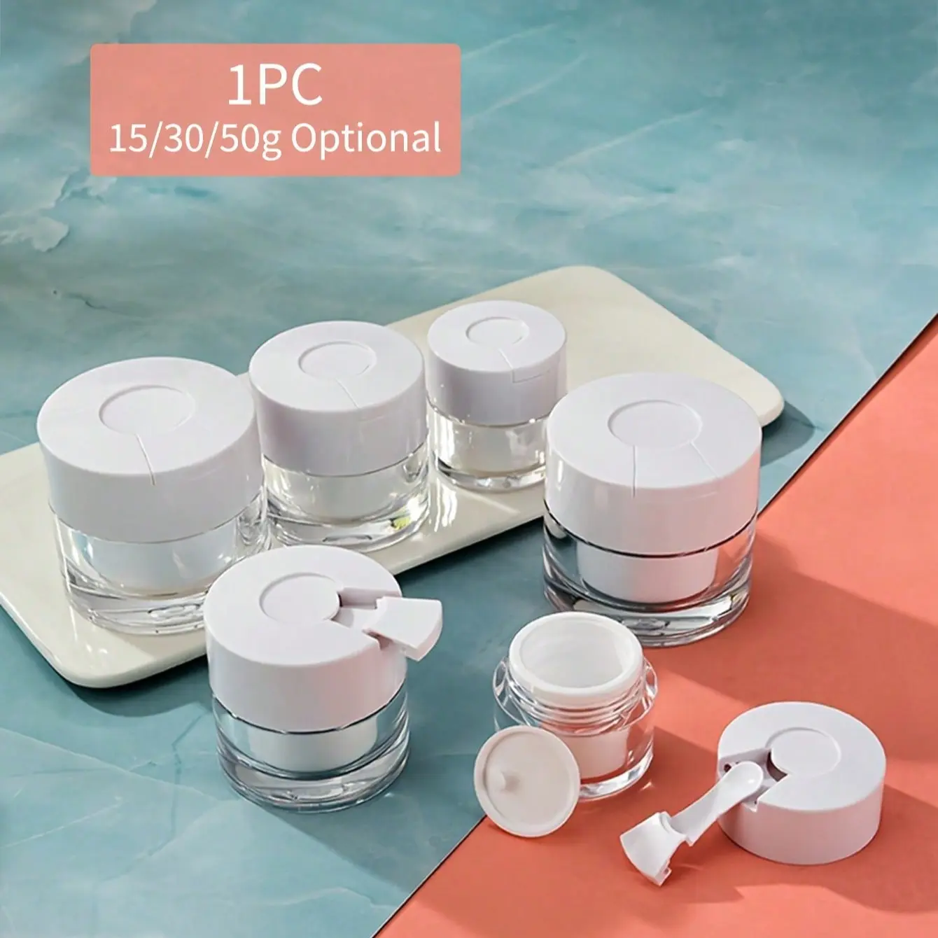 1 Refillable Empty Cosmetic Bottle with Spoon, Travel Toiletry Container for Lotion Eye Cream and Face Cream, Leak-Proof Design for Women, Ideal Christmas Gift, Travel Bottles