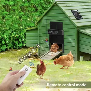 Automatic Chicken Coop Door with Remote Control - Anti-Pinch Auto Opening Manual Control All-Weather Compatible with Chickens Ducks Rabbits Deer Squirrels Energy Efficient Safe Ventilation Durable Reliable (Solar Panel Not Included)