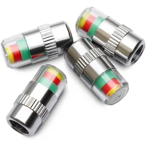 4Pcs 32-to-35 PSI Car Tire Pressure Monitor Valve Stem Caps Sensor Indicator Easy to Read 3 Color Eye Alert