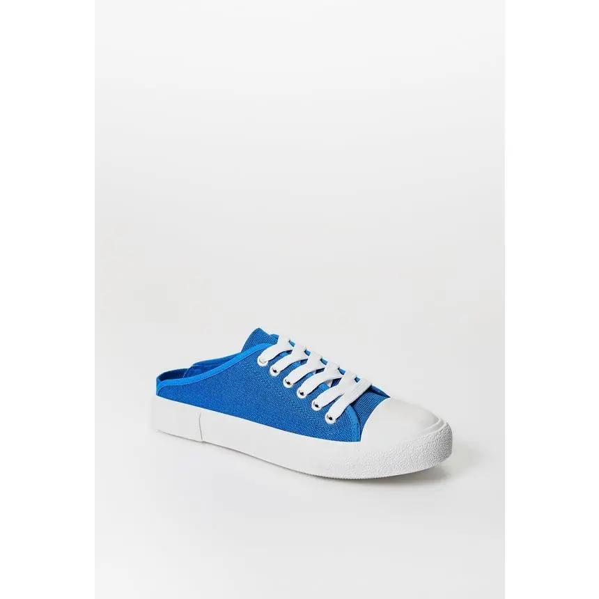 JUST FAB Women’s Trendy Open‑Back Canvas Sneakers – Bright Summer Slip‑On Footwear Minimalist Lace‑Up Style Backless Mule Sneakers