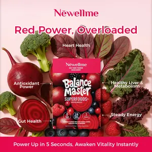 Newellme Super Red Food Powder Supports Blood Pressure Benefits Leg Veins Heart & Blood Vessel Health Extracts of Beetroot 14 Bottles per Box Optimum Healthcare Supplement - Dietary