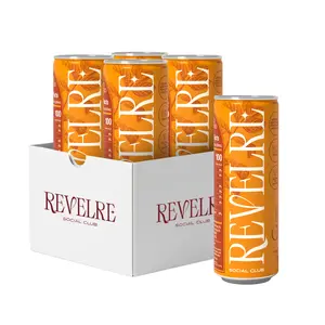 Revelre Peach Ginger Functional Social Tonic with Ketones & Adaptogens - Mindful Blend for Focus & Calm - Non-Alcoholic Energy Boost Beverage - 12 oz (4 Pack)