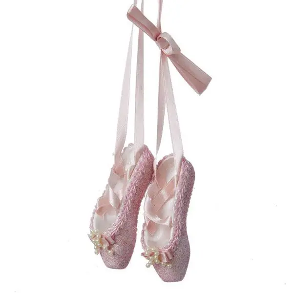 Nutcracker! Magical Christmas Ballet & Kurt Adler - Pink Glitter Ballet Shoes Ornament