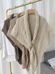 Women's Solid Color Knit Shawl Scarf, Casual Versatile Shawl for Women, Fashion Accessories for Daily Wear, Trendy All-match & Exquisite Casual Soft Shawl  for Birthday Gift