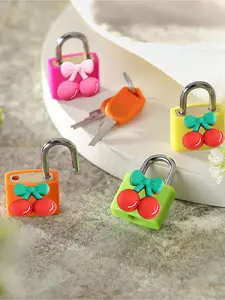 Luggage lock, Locks with keys, small trolley suitcase padlock with key, copper core with sturdy plastic shell (cherry pattern for easy matching), compact, travel bag metal key lock, durable brass lock core, Anti Theft Padlock