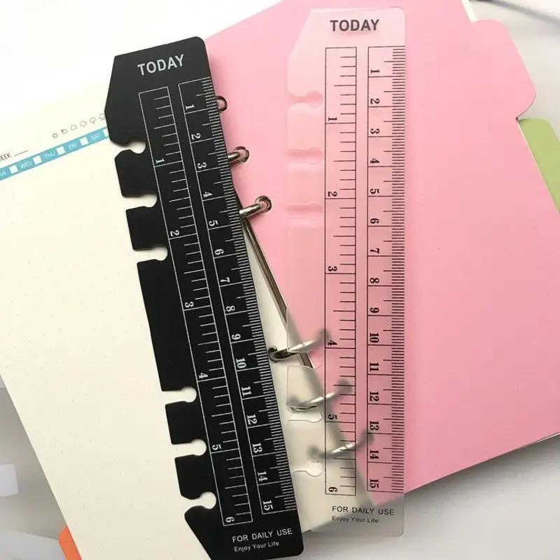 1pc Plastic Ruler Binder Insert | Multifunctional Stationery A5 Bookmark Divider & Measuring Ruler | Portable 6-Hole Page Finder for Notebook Planners & Scrapbooks | Durable Binder Index Accessories Binder Index Dividers