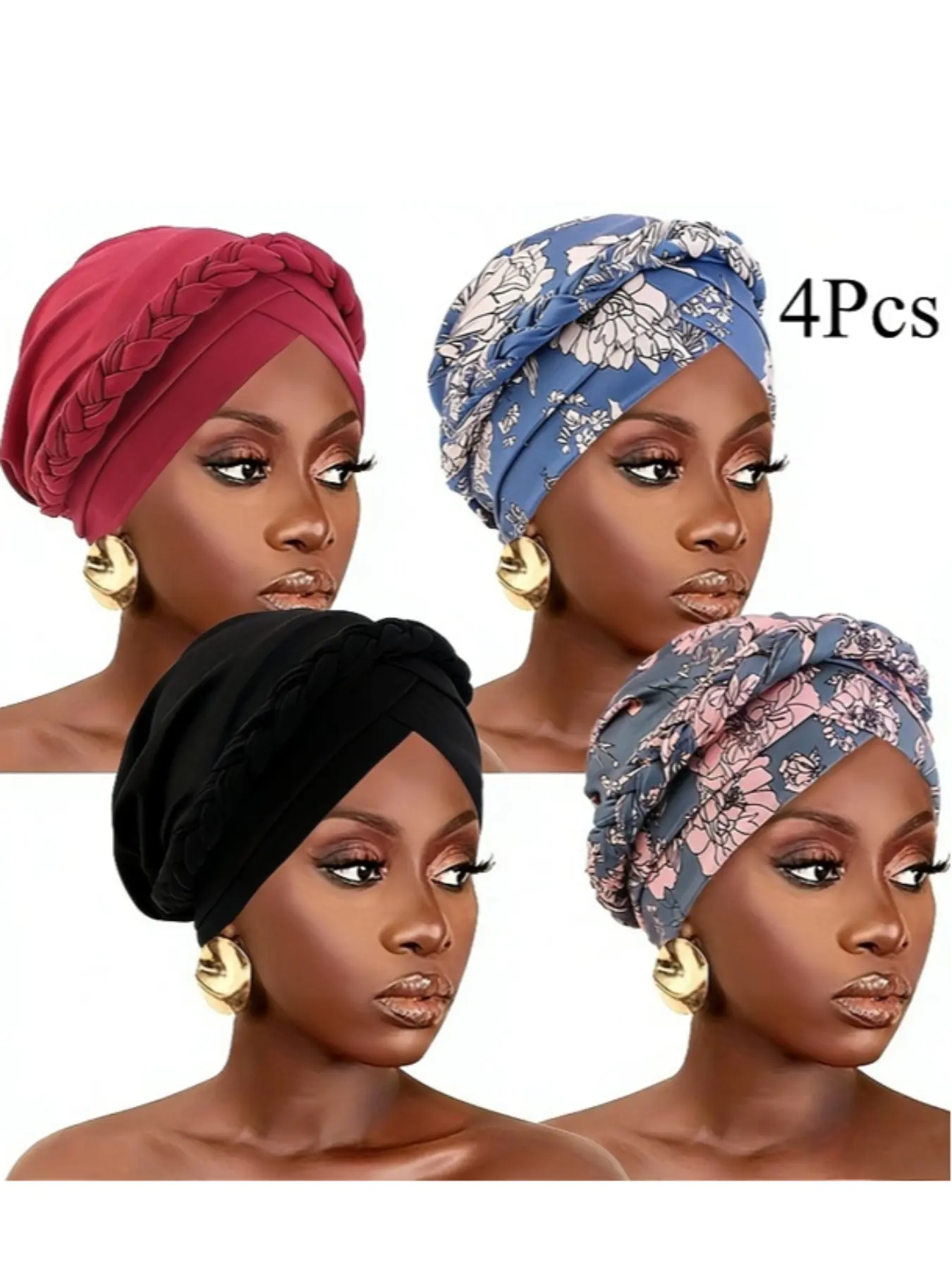 Boho Style Headscarf Set, Pure Color Ethnic Design, Stylish & Versatile Accessory for Women, Perfect for Daily Wear