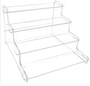 Display .4 Tier Acrylic Display Risers, Perfume Organizer Stand, Cupcake Stand Holder, Clear Shelf Risers for Display Stands for Funko POP Figure, Dessert Shelves for Party, Decoration