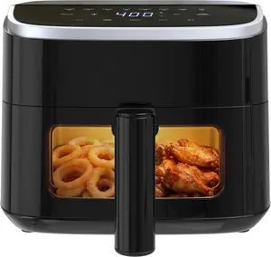 4QT Air Fryer with Window & Interior Light, 1500W Digital Touchscreen, 8 Presets, Shake Reminder, 400℉ Max Temp, Nonstick Dishwasher-Safe Basket – Black/White/Grey