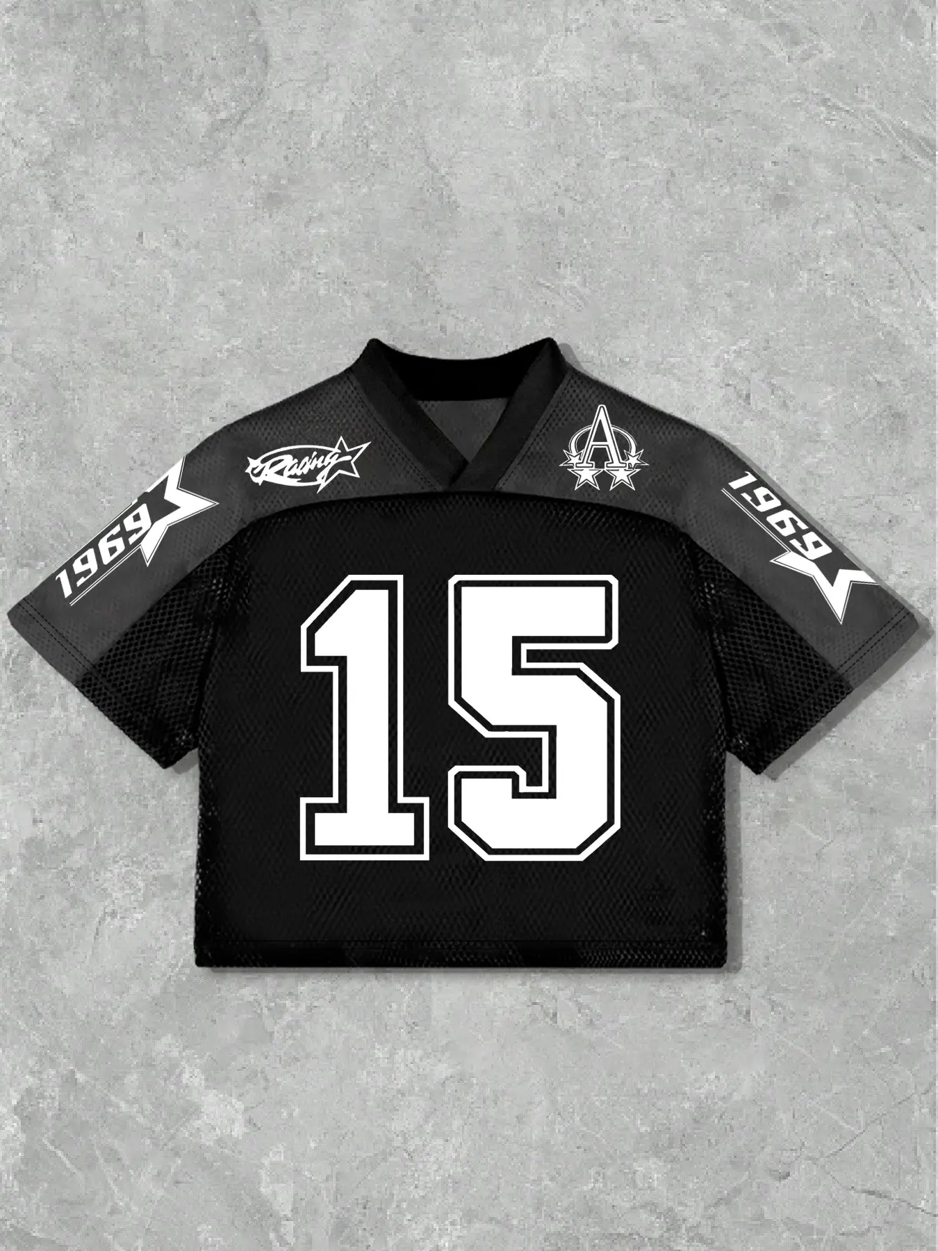 Men's Loose Fit Short Sleeve T-Shirt with V Neck and Number 15 Print, Breathable Sports Jersey for Casual Wear, Stylish Streetwear Top, Athletic Top, Fitness Shirts, Casual Sportswear