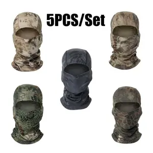 5PCS Camouflage Balaclava Face Mask UV Protection Men Women Sun Hood Tactical Motorcycle Fishing Hiking Cycling Neck Gaiter Face Clothing Neck Mask Scarf Breathable Bandana for Multifunctional Windproof Sports