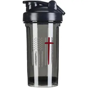 Christian Faith Over 18 Ounce Shaker Bottle Drink Mixer Leak-proof Pre Workout Protein Shakes Meal Replacement Shakes Bottles 500ML/18 Oz Black