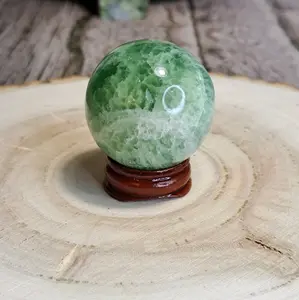 Green Fluorite Natural Crystal Polished Sphere