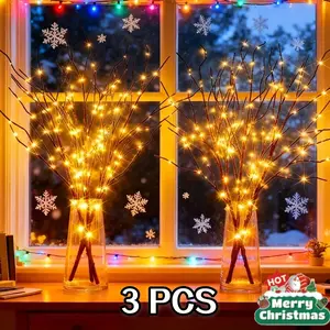 3-Pack 16 LED Warm White LED Branch Lights - Flexible, Battery-Powered for home Holiday Decorations for Bedroom, Living Room, Dining Room, Party, Valentine'S Day, Christmas, Halloween, Artificial Tree, Home Ornaments