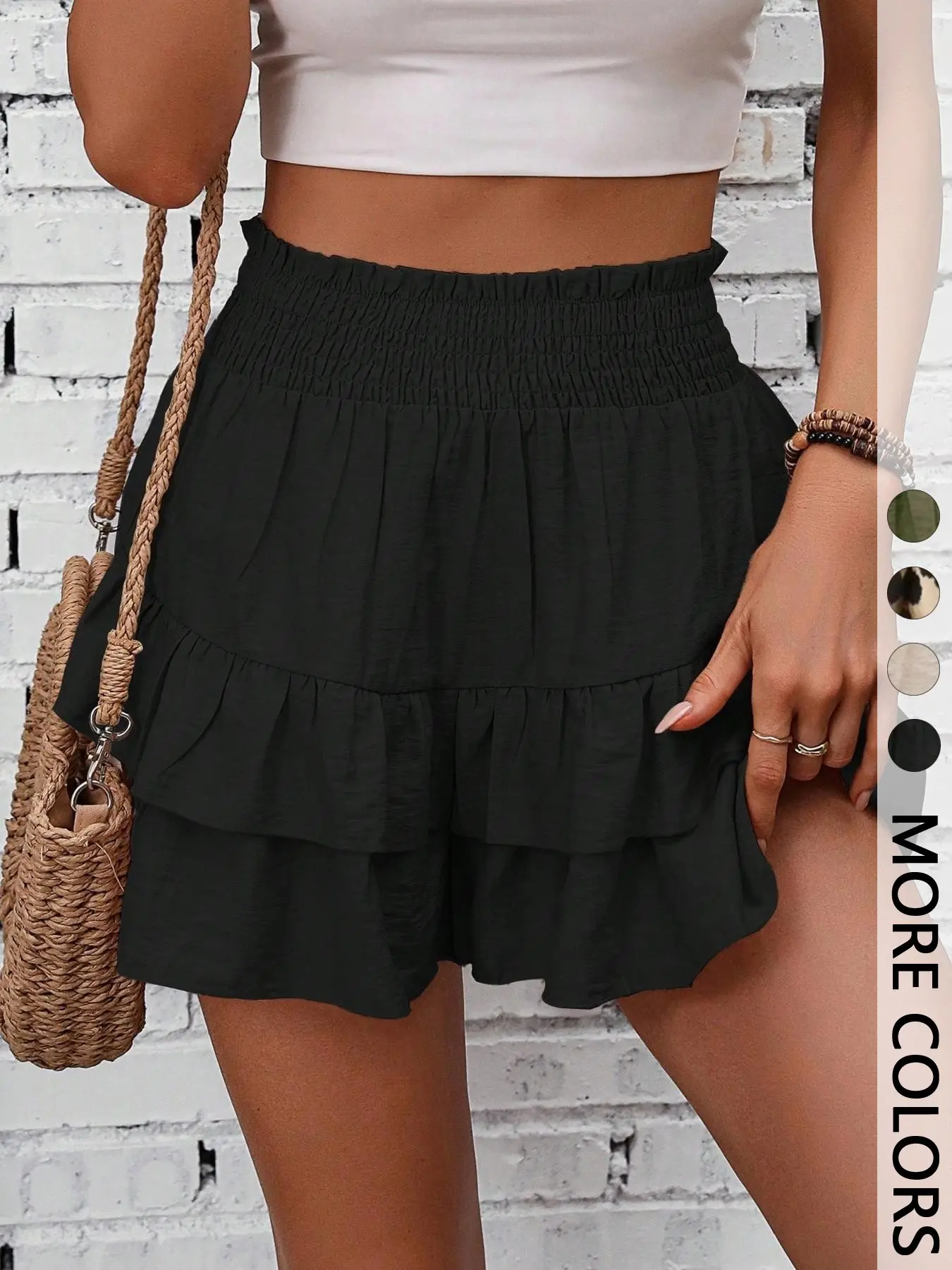 Women's High-Waisted Tiered Ruffle Skort for Summer Casual Wear