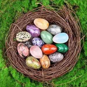 10Pcs Vibrant Natural Stone Egg Set - Polished Gemstones for Easter Decor & Home Accents, Assorted Colors & Unique Shapes