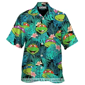 Ninja Turtles Tropical Tropical Hawaiian Shirt, Ninja Turtles Tropical Short Sleeve Button Down Shirt, Aloha Summer Beach Shirt