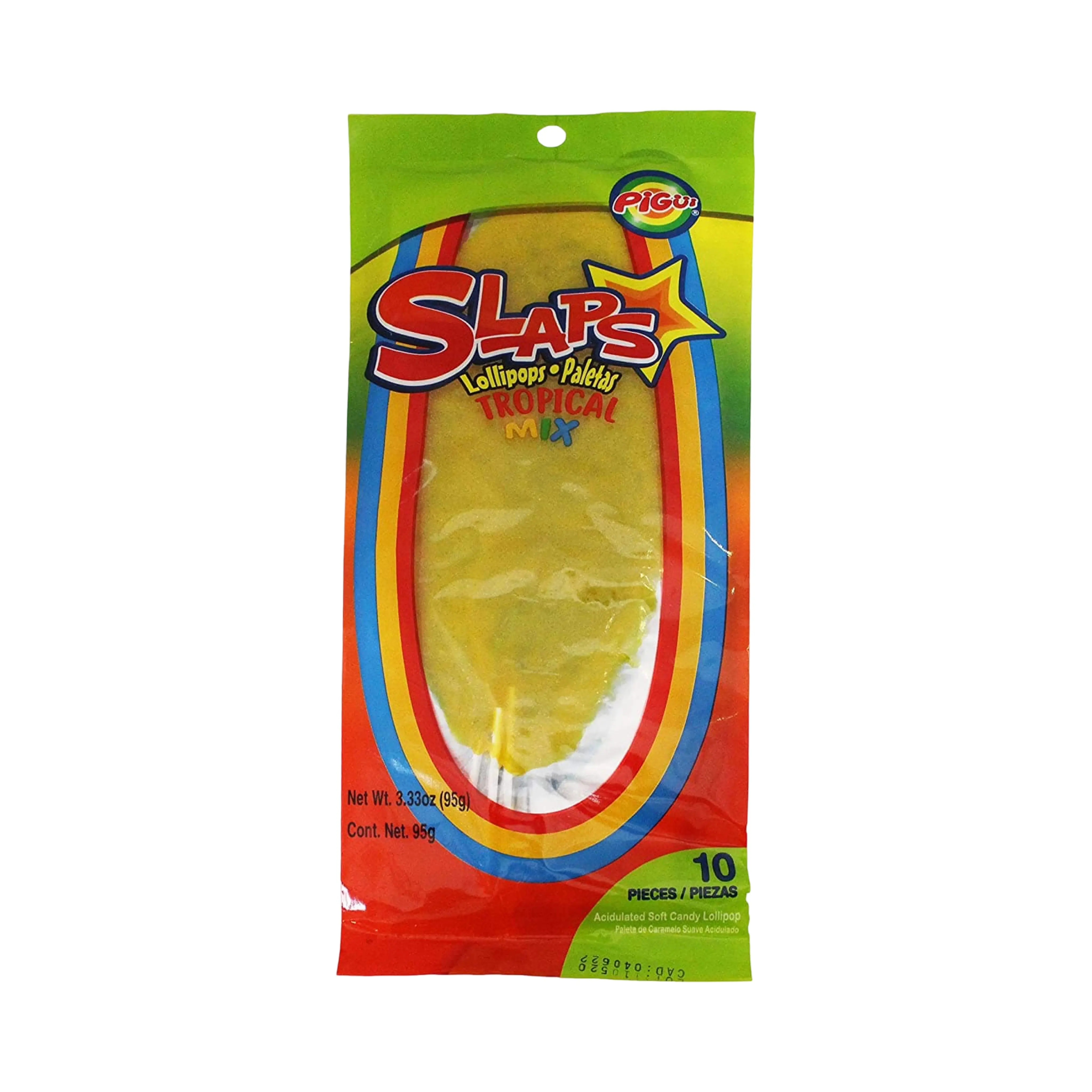 Pigui Slaps Mexican Candy Lollipop Mix (10 Count), Tamarind, Mango, Watermelon, and Green Apple, Lollipop Sweet Snack Bonbon, Dulces Mexicanos