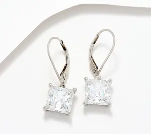 Diamonique Classics Choice of Cut Leverback Earrings, Sterl