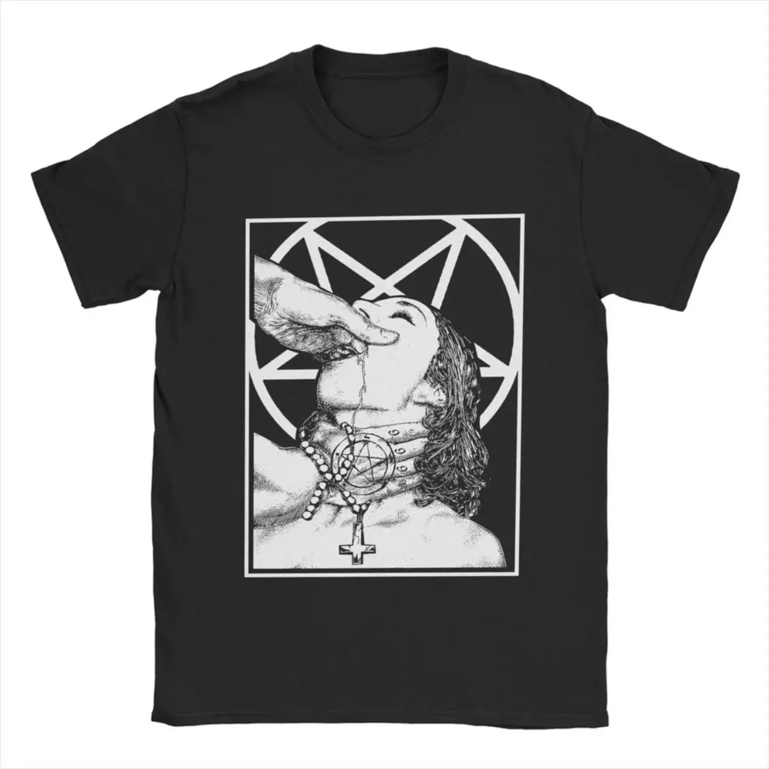 Women's Satanic Nun Graphic Short-Sleeve Crew Neck T-Shirt - Soft Cotton Blend, Loose-Fitting, Lightweight, Machine Washable, All-Season Casual Top, Shortsleeve