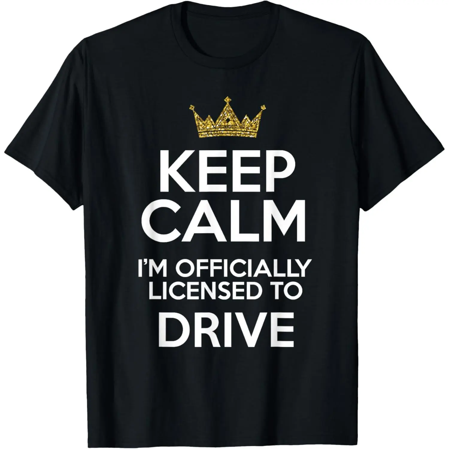Women's 100% Cotton Round Neck Short-Sleeve Comfortable Lightweight Driving Top, Breathable Casual T-Shirt for Work/OOTD with "Keep Calm I'm Officially Licensed To Drive" Graphic