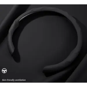 Quick Install Sporty Black Perforated Nappa Leather Steering Wheel Cover for All 14½ to 15 inches Car Sedan Coupe SUV Pickup 14.5 to 15