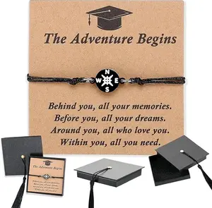 Stainless Steel Compass Charm Bracelet - Class of 2026 Graduation Gifts, Commemorative Keepsake Jewelry with Graduation Cap-Shape Box, Perfect College Grad Gift for Him & Her, College Graduation Gift