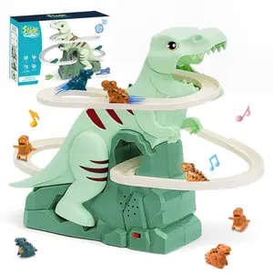 Children's dinosaur toy car track boy simulation runway inertia sliding climbing stairs electric track model toy boy