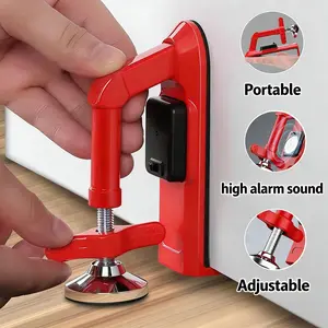 Adjustable Door Stop Alarm with 80dB Siren, Heavy Duty Anti-Slip Wedge for Front Door, Back Door, Office, Garage, Easy Placement No Drill, Keep Intruders Out, Door Security Device for Home & Business, Red