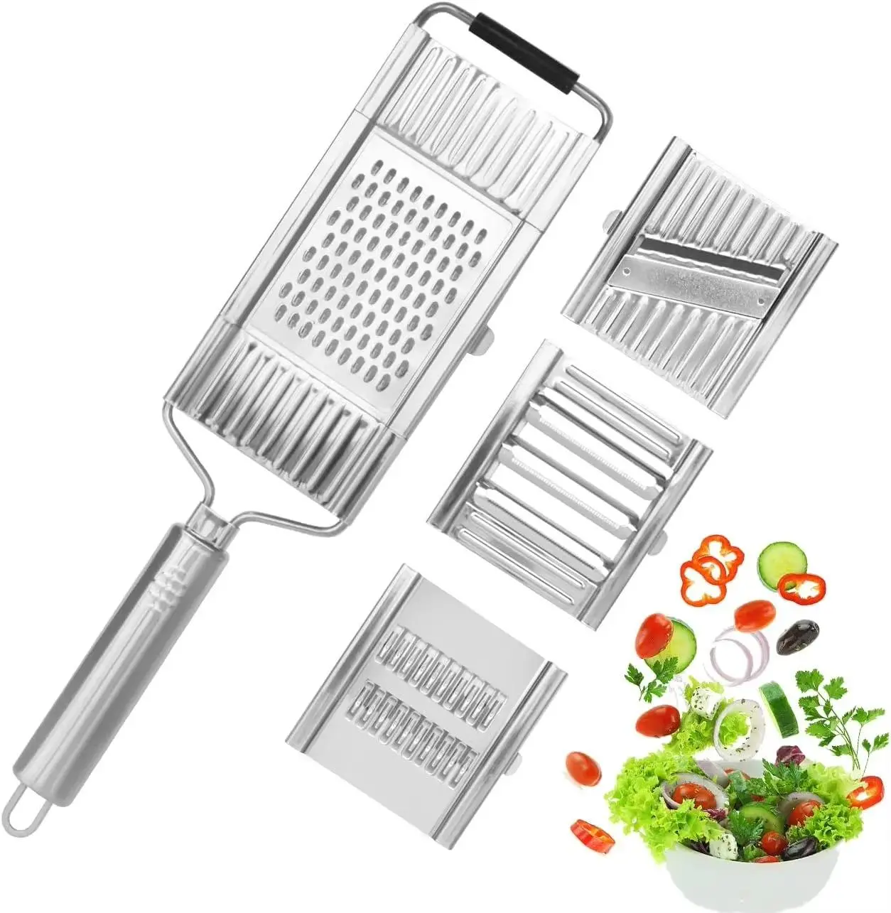 4-in-1 Food-Grade Stainless Steel Vegetable Cutting Slicer - Cheese Grater, Dishwasher Safe, Adjustable Blades, Stable Grip Reduces Slips, Durable Kitchen Tool, Festive Gift for Christmas & New Year