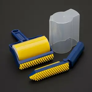 Lint Roller Sticky Roller Pet Hair Remover Brush with Yellow and Blue Design for Easy Use